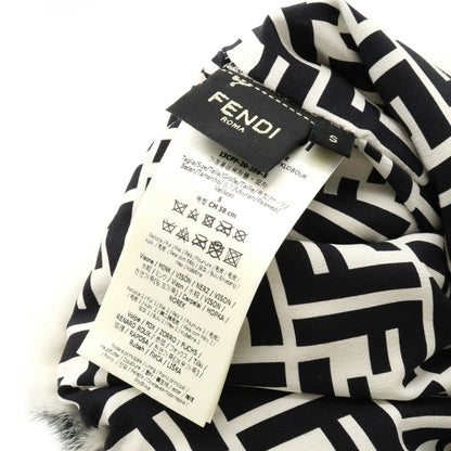Fendi Mink Fox Fur Hat Black White FNX085