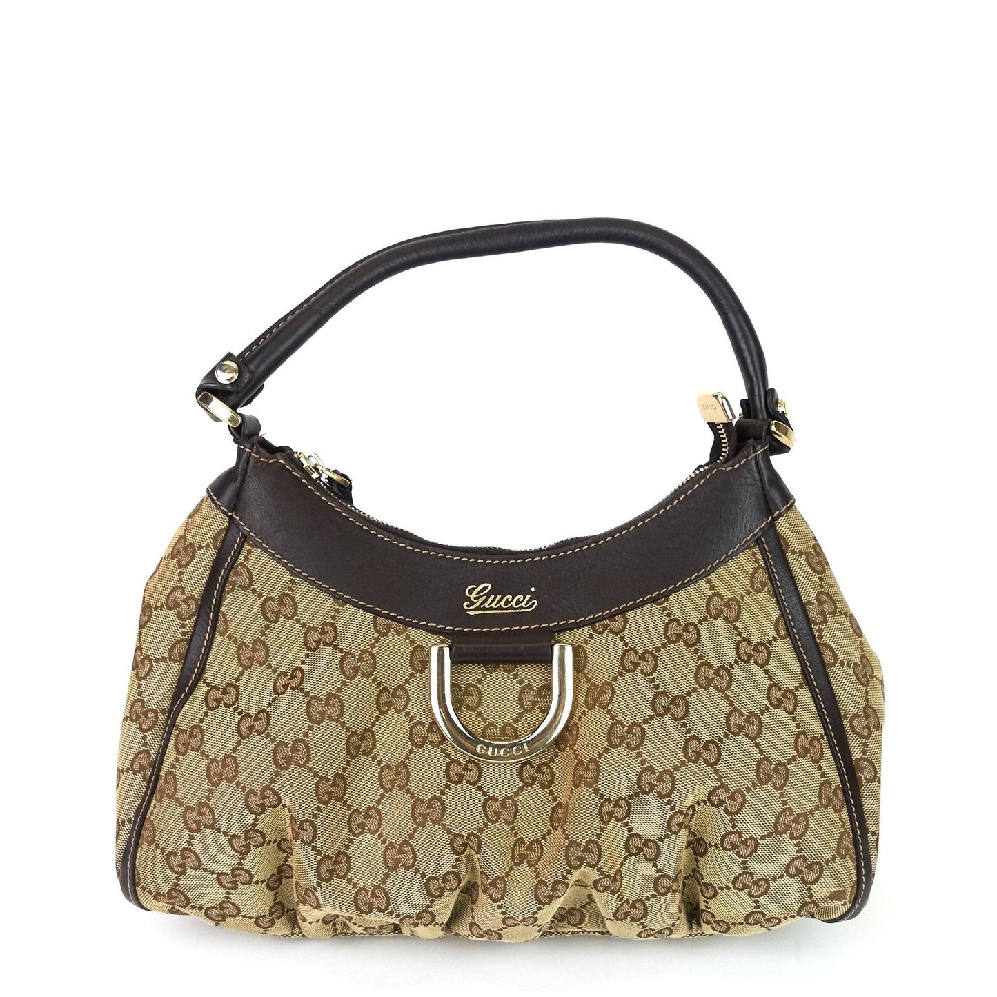 Gucci D-Ring Small Monogram Canvas Hobo Bag