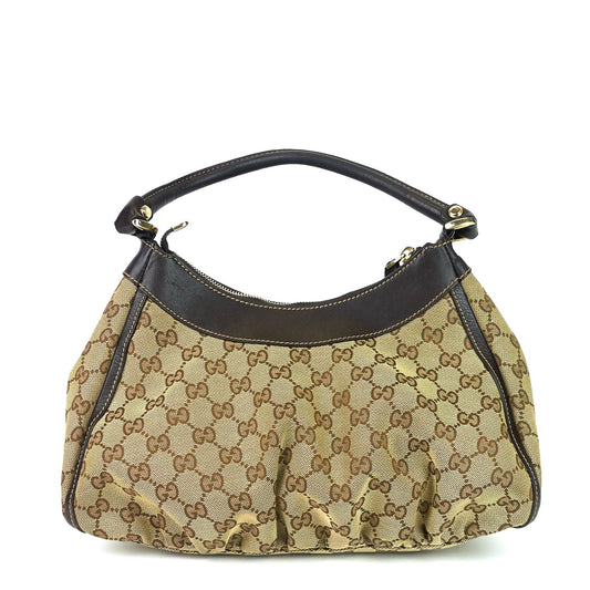 Gucci D-Ring Small Monogram Canvas Hobo Bag