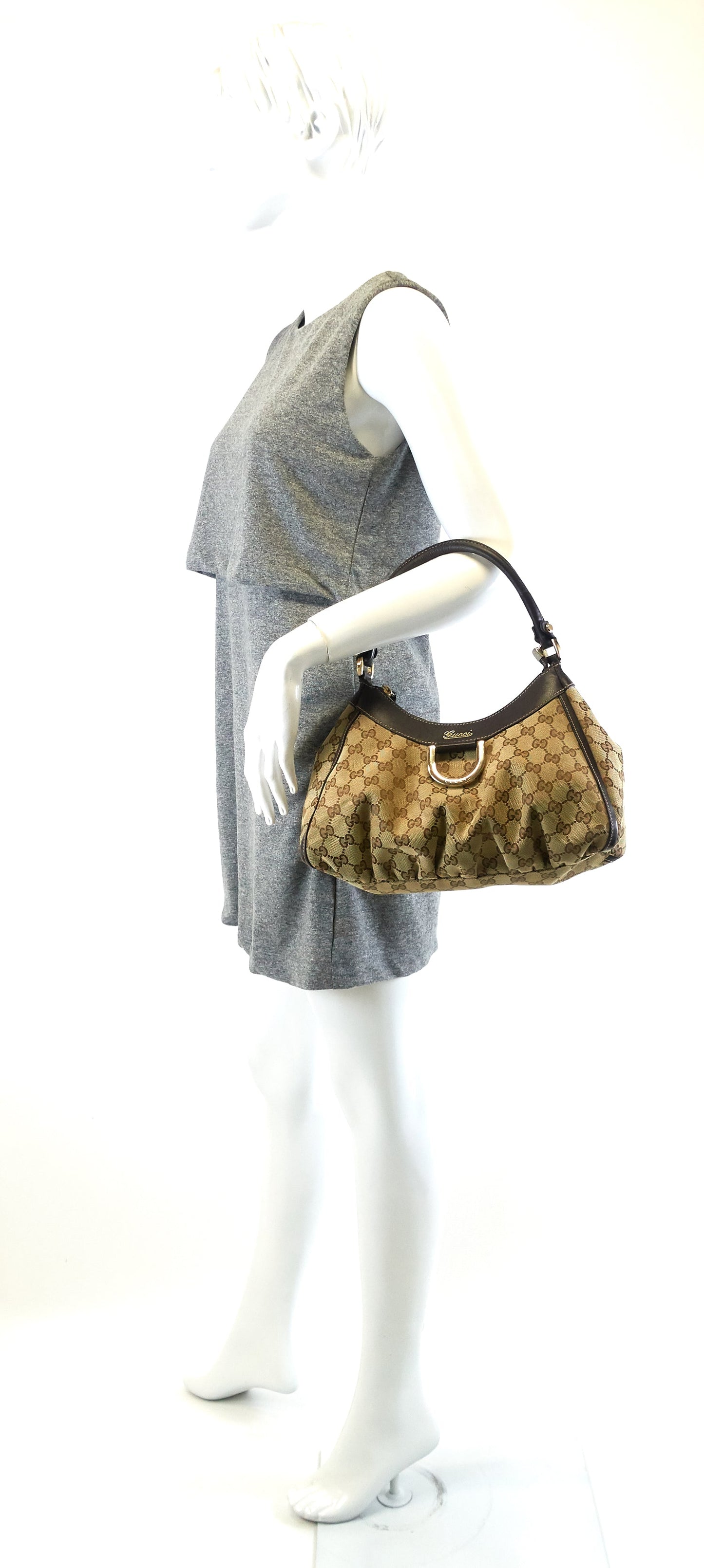 Gucci D-Ring Small Monogram Canvas Hobo Bag