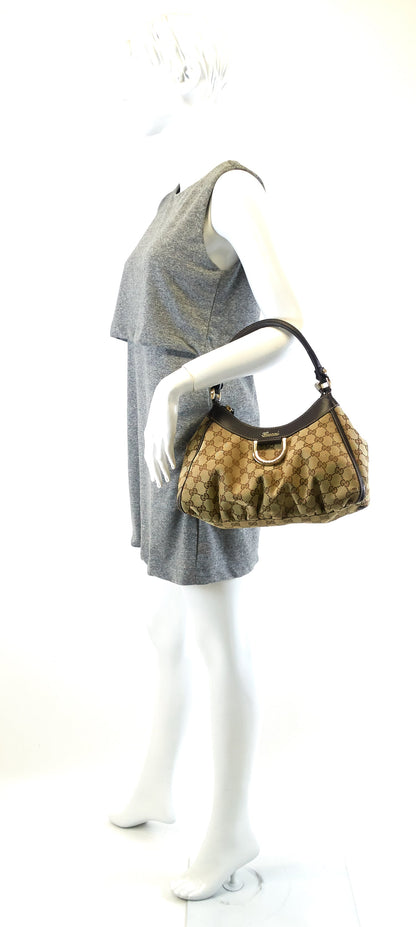 Gucci D-Ring Small Monogram Canvas Hobo Bag