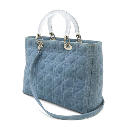 Christian Dior Denim Lady Dior 2way Bag Light Blue