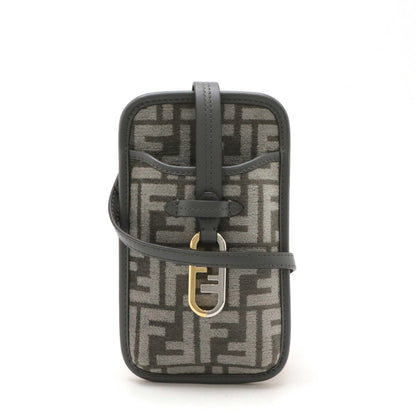 Fendi Zucca Viscose Leather Phone Pouch Shoulder Bag