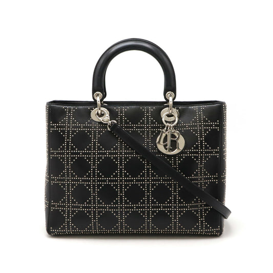 Christian Dior Leather Lady Dior 2way Bag