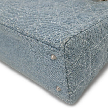 Christian Dior Denim Lady Dior 2way Bag Light Blue