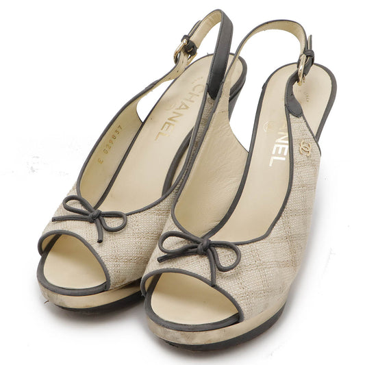 Chanel Backstrap Sandal Canvas Leather Pumps