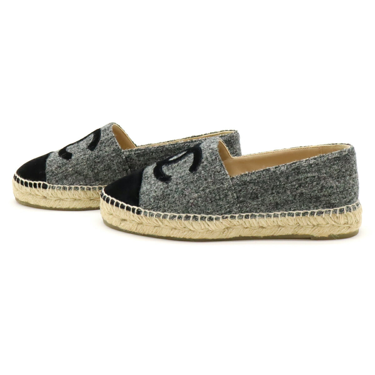 Chanel Espadrille Linen Wool Velvet Flat Shoes
