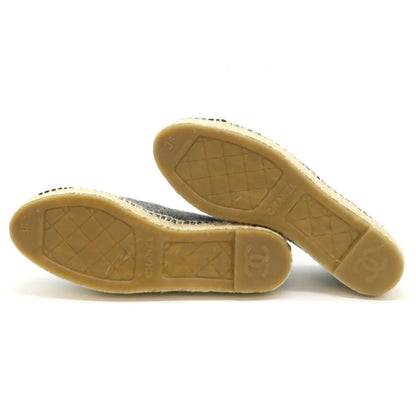 Chanel Espadrille Linen Wool Velvet Flat Shoes