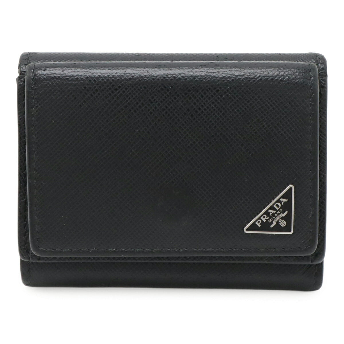 Prada Triangle Logo Saffiano Compact Wallet