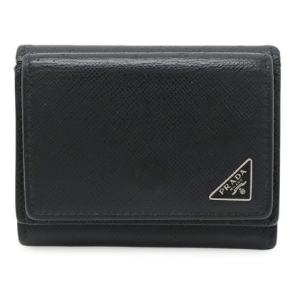 Prada Triangle Logo Saffiano Compact Wallet
