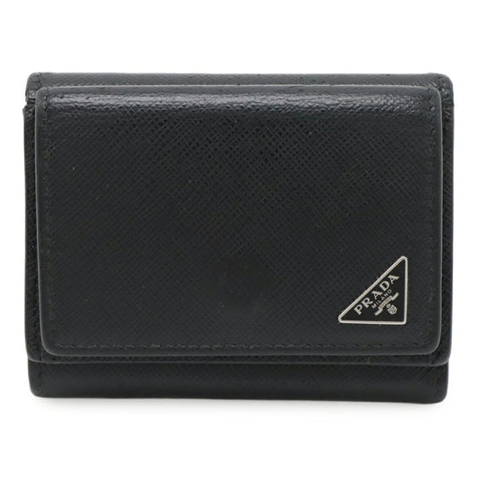 Prada Triangle Logo Saffiano Compact Wallet