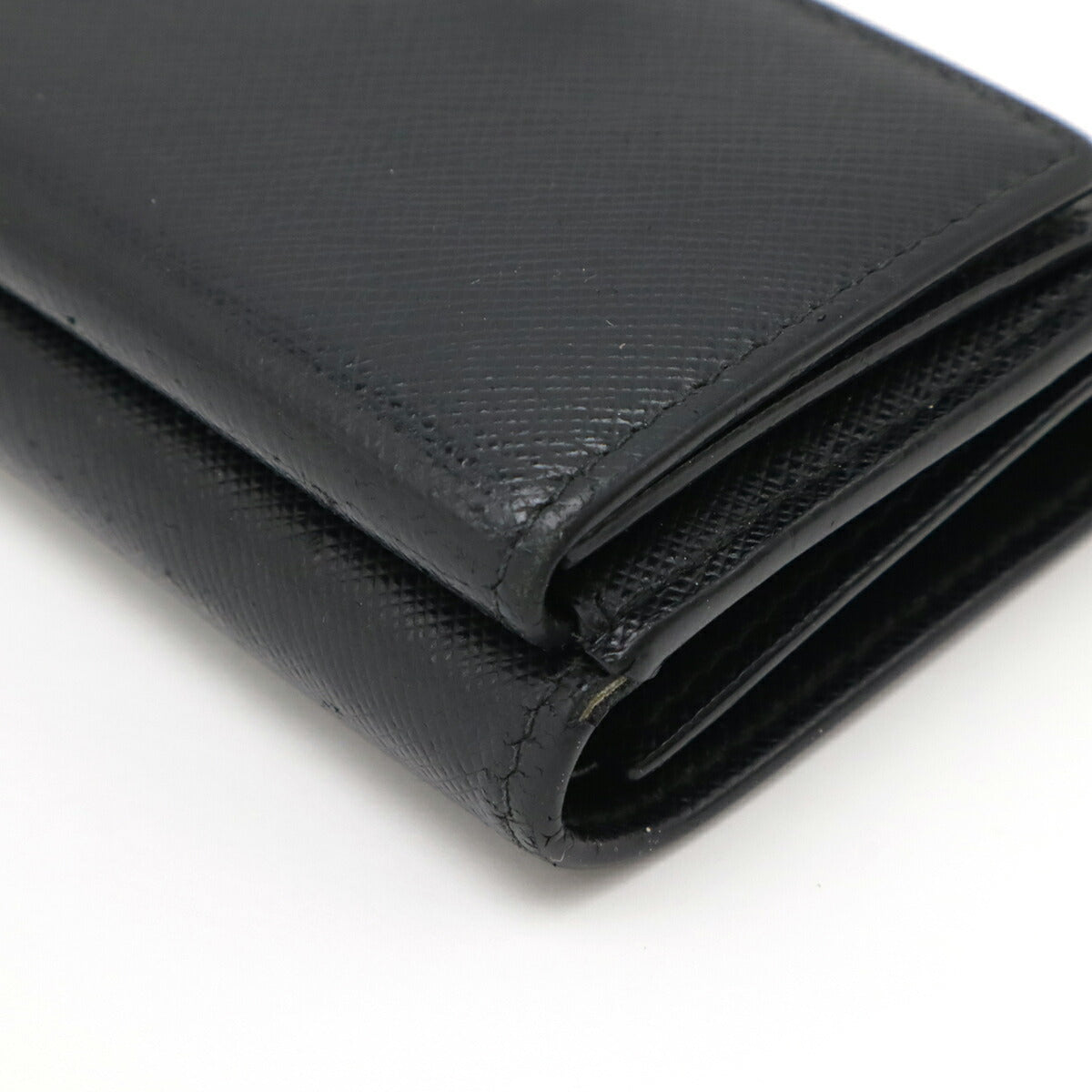 Prada Triangle Logo Saffiano Compact Wallet