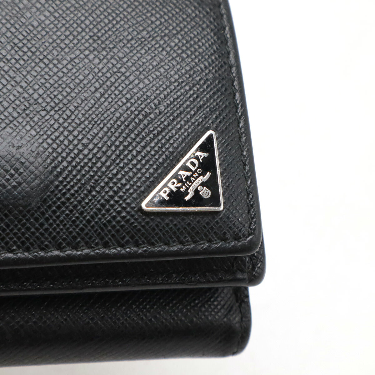 Prada Triangle Logo Saffiano Compact Wallet