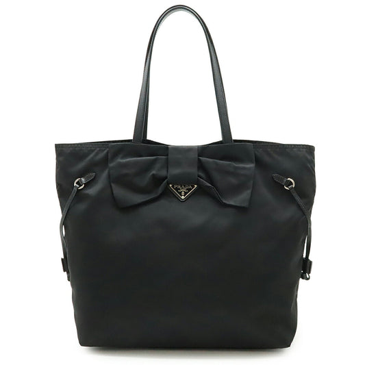 Prada Ribbon Motif Nylon Saffiano Leather 2way Bag
