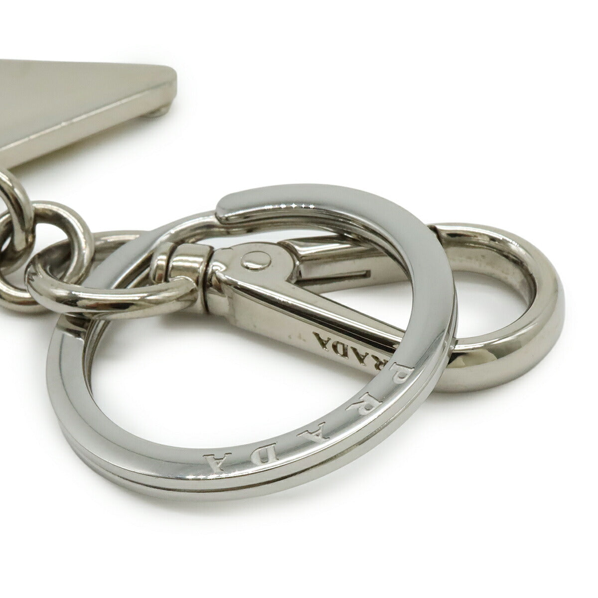 Prada Triangle Logo Metal Keyring Charm