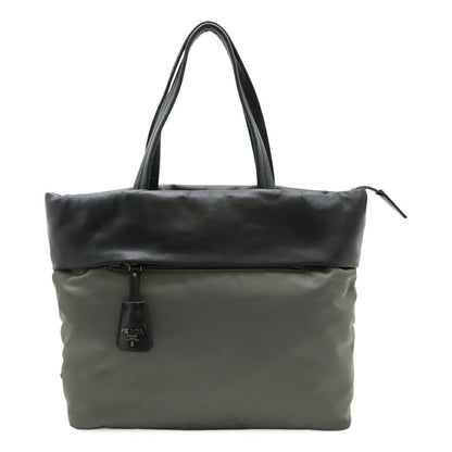 Prada 1BG047 Nylon Nappa Leather 2way Tote Bag