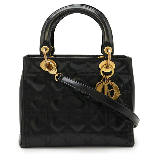 Christian Dior Lady Dior Patent Leather 2way Bag