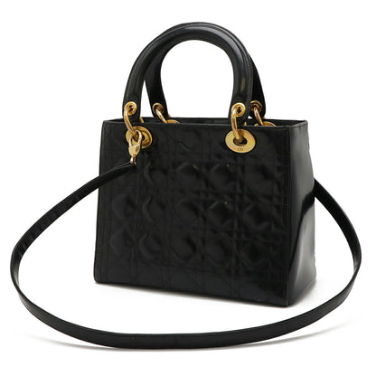 Christian Dior Lady Dior Patent Leather 2way Bag