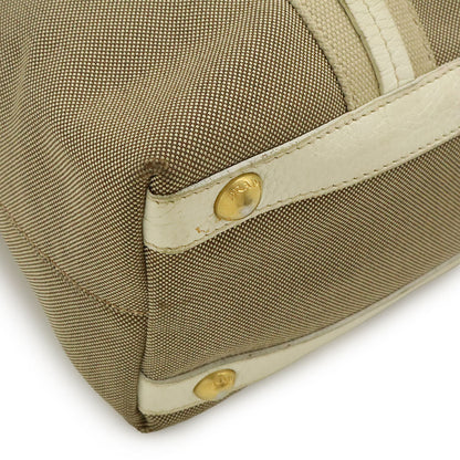 Prada BN1452 Canvas Metallic Leather 2way Tote Bag