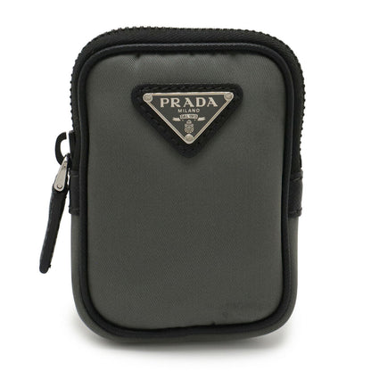 Prada Triangle Logo Nylon Leather Pouch