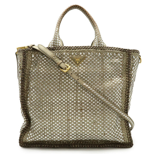 Prada MADRAS Leather 2way Tote Bag
