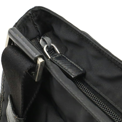 Prada Logo Jacquard Nylon Leather Shoulder Bag