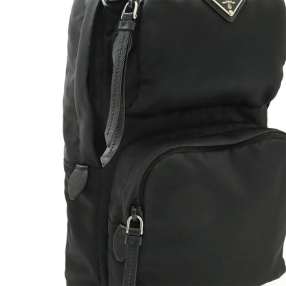 Prada Triangle Logo Nylon Leather Shoulder Bag