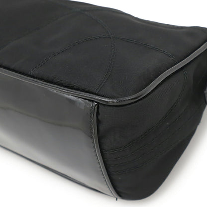 Prada Triangle Logo Nylon Patent Leather Pouch
