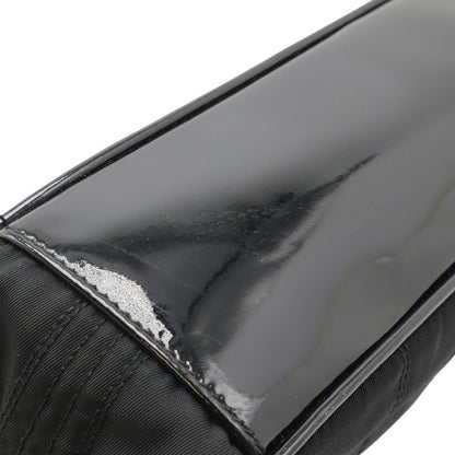 Prada Triangle Logo Nylon Patent Leather Pouch