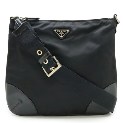 Prada Triangle Logo Nylon Leather Shoulder Bag