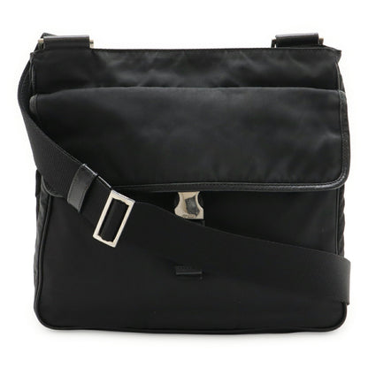 Prada Triangle Logo Nylon Leather Shoulder Bag