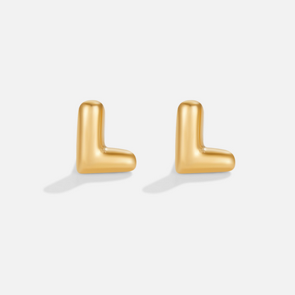 Gold Bubble Letter Earrings