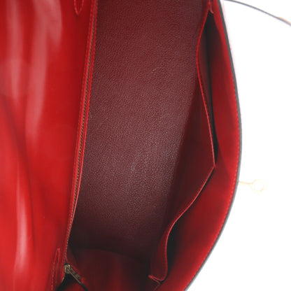 Hermes Kelly 32 Vintage Rouge Box Natural Toile Sellier
