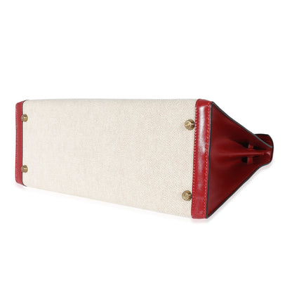Hermes Kelly 32 Vintage Rouge Box Natural Toile Sellier