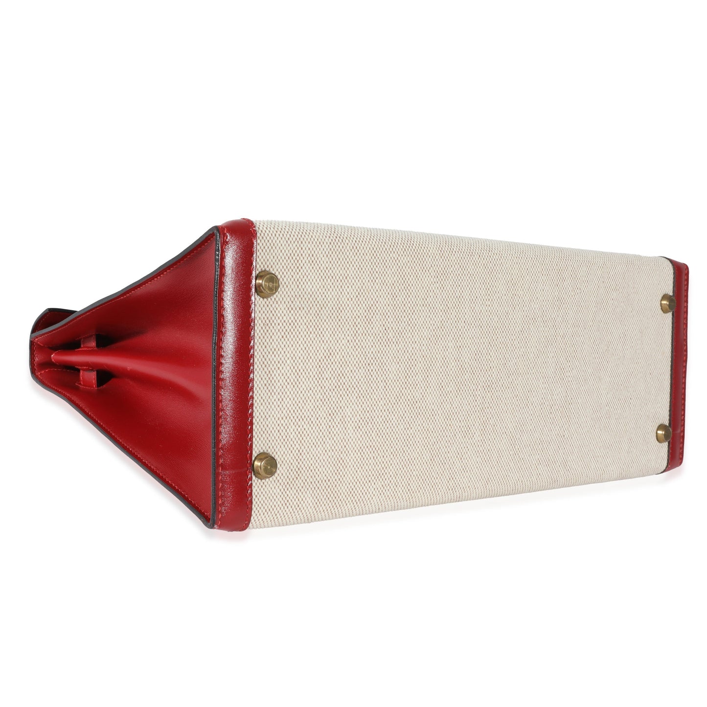 Hermes Kelly 32 Vintage Rouge Box Natural Toile Sellier