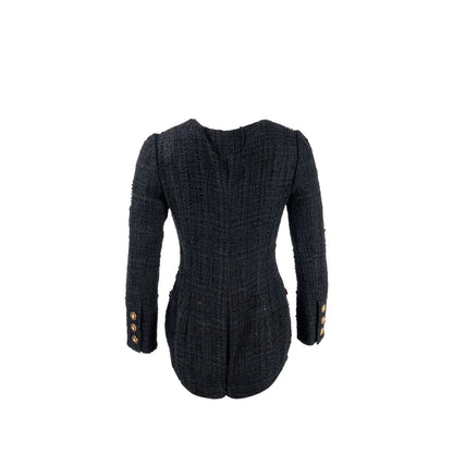 Chanel 21A Size 34 Jumpsuit Jacket Tweed Black/Burgundy/Gold