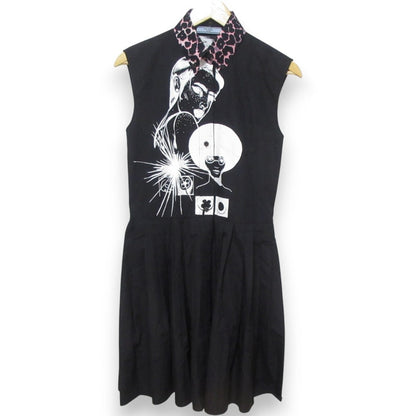 Prada Comic Print Leopard Collar Dress
