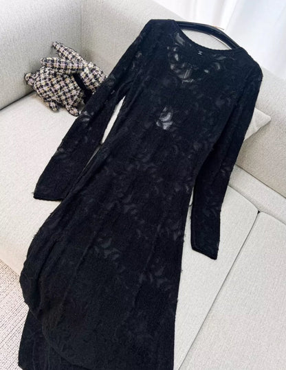 Chanel 24B black lace dress