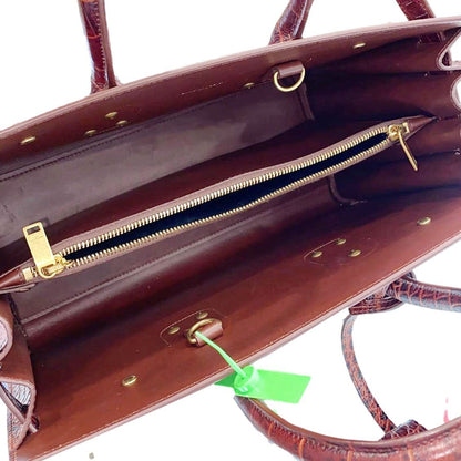 YVES SAINT LAURENT Sac de Jour Embossed Leather Satchel Bag Chocolate Brown