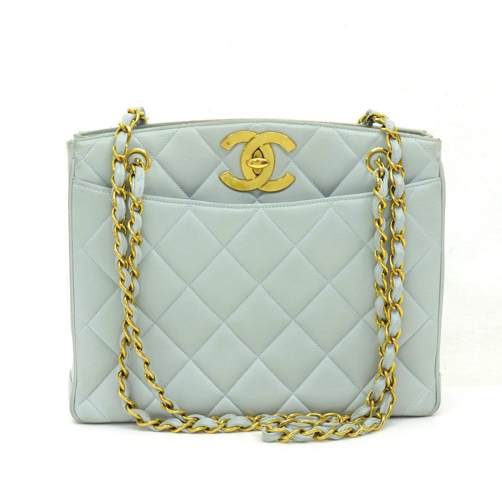 Chanel Quilted Lambskin Leather Tote Bag