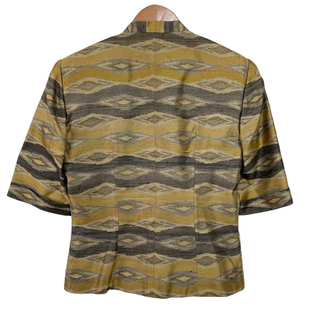 Gucci Silk Jacquard Collarless Half Sleeve Jacket