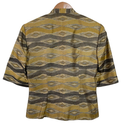Gucci Silk Jacquard Collarless Half Sleeve Jacket