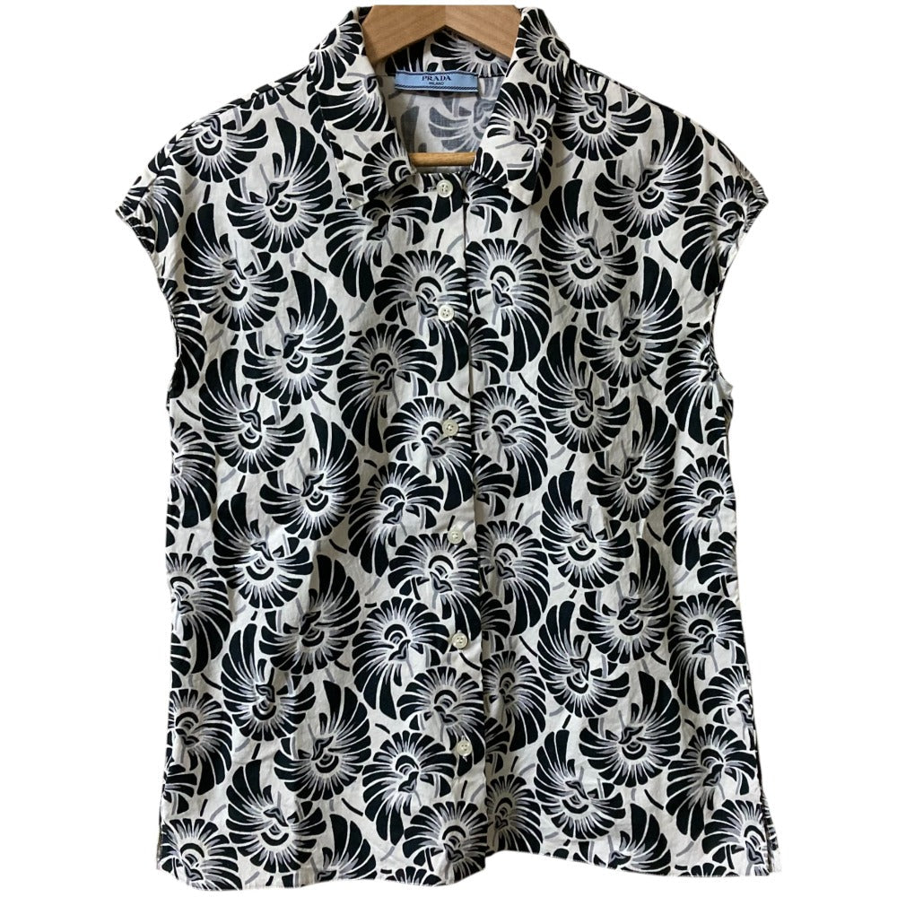 Prada Flower Print Sleeveless Shirt