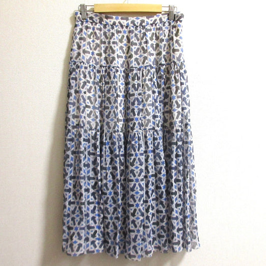 Prada Silk Geometric Print Long Flare Skirt
