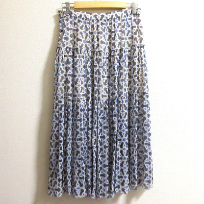 Prada Silk Geometric Print Long Flare Skirt