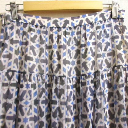 Prada Silk Geometric Print Long Flare Skirt