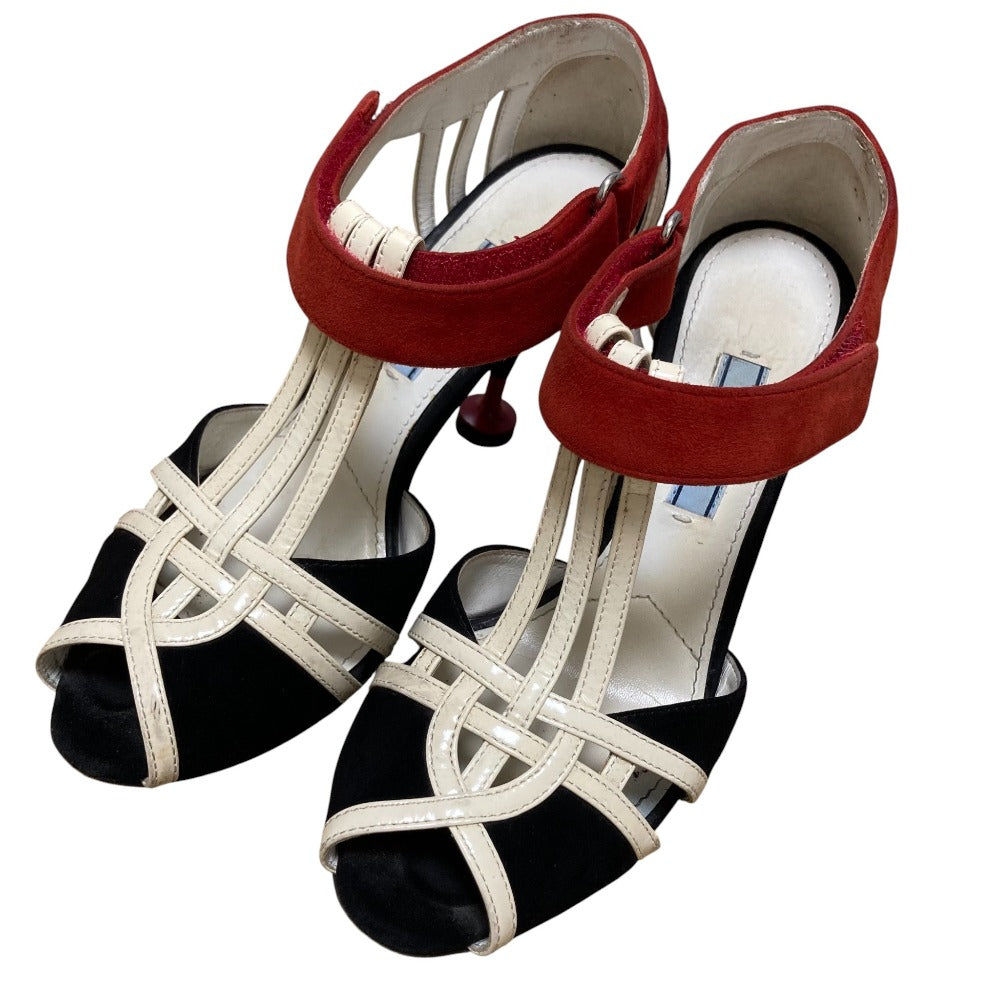 Prada Suede Patent Leather Heel Sandals