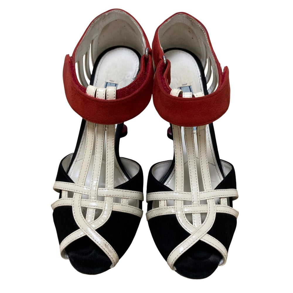 Prada Suede Patent Leather Heel Sandals
