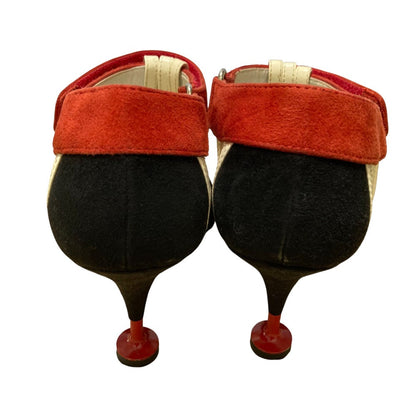 Prada Suede Patent Leather Heel Sandals