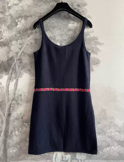 Chanel 23N Navy Blue Cashmere Dress
